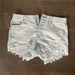 American eagle light washed ripped denim shorts